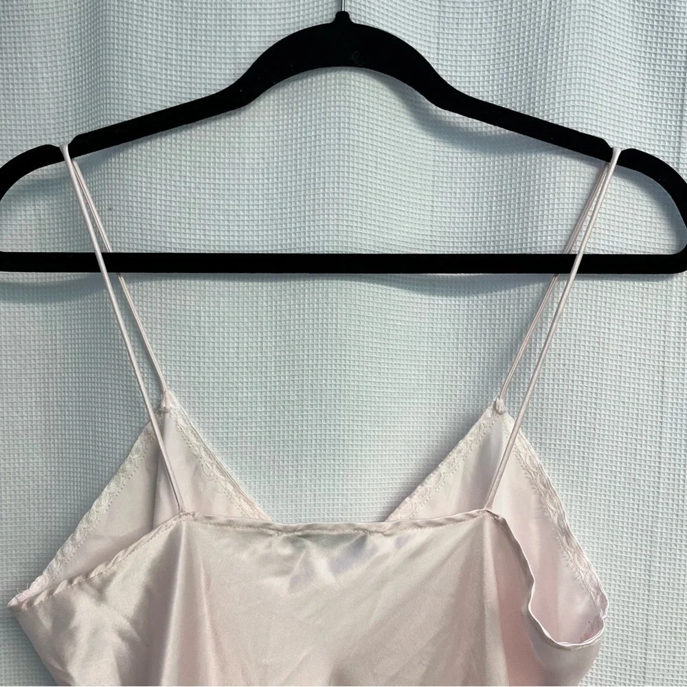 Vtg Amaretta Pink Satin Chiffon Babydoll Slip Balletcore Romantic‎ nightgown